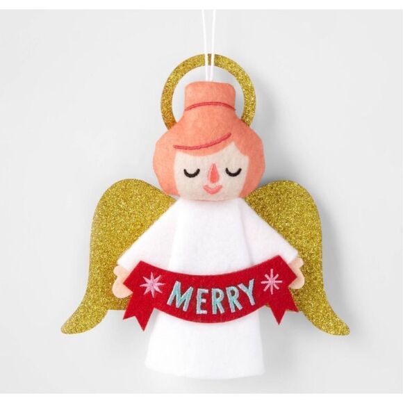Target Felt 'Merry' Angel Christmas Tree Ornament Red Wondershop™ - Picture 1 of 3